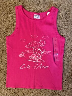 Peanuts Kids' Hot Pink Tank Top with Beach Snoopy Graphic